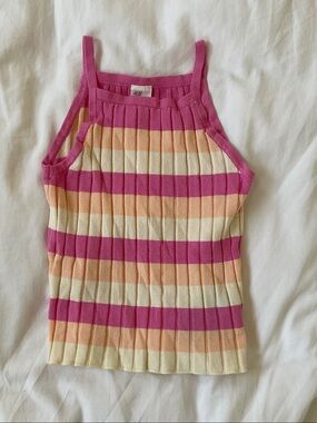 H&M Pink, Peach & Cream Striped Ribbed Tank Top - Kids